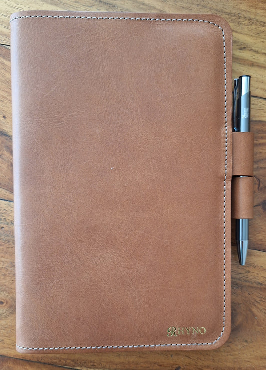 Leather A5 Notebook Cover | Personalized Full-Grain with Foil Name