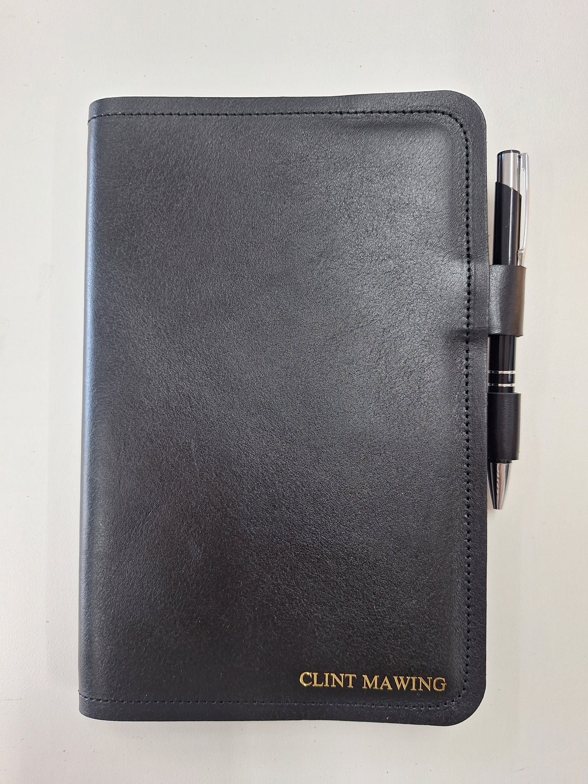 A5 Leather Notebook Cover with Pen-Lock Closure (Personalised)
