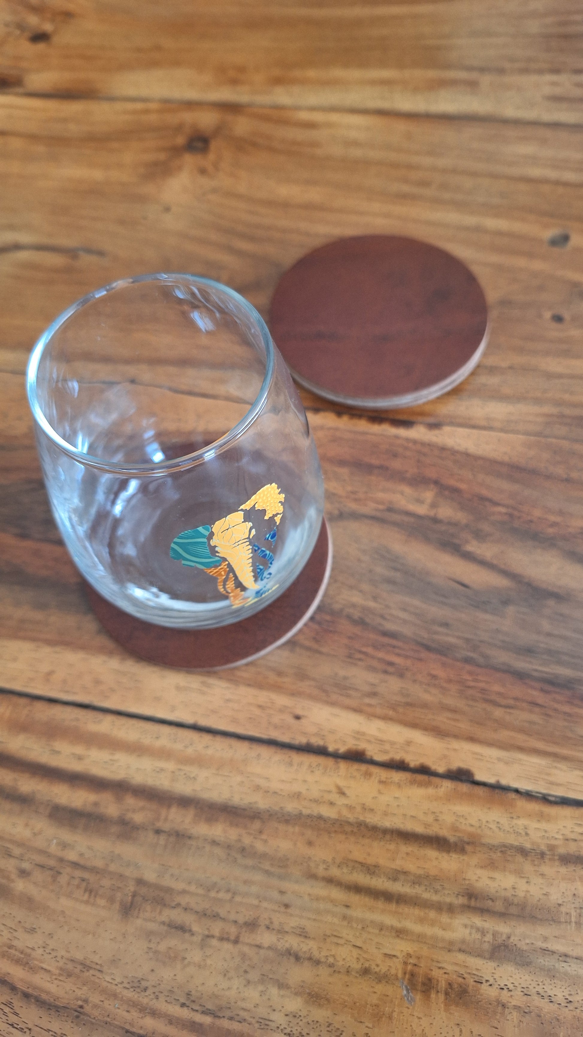 Leather coasters, corporate styling