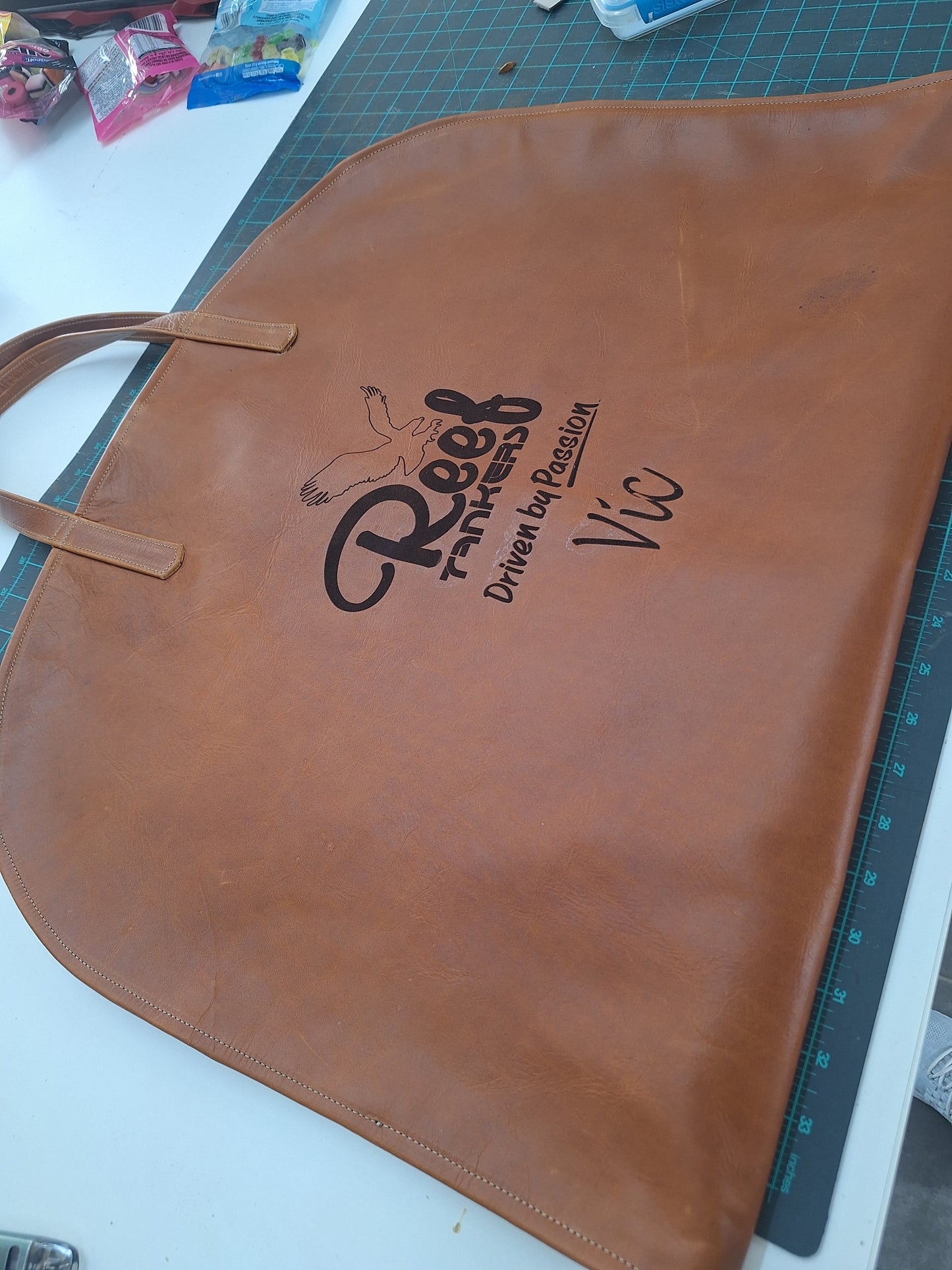 Leather suit carrier